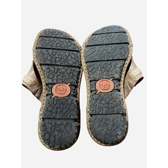 Born Sandals Womens 7 Brown Comfort‎ Slip On Thong Flip Flops Floral - Picture 6 of 7